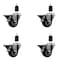 Service Caster 3'' Maroon Poly Swivel 1-1/2'' Expanding Stem Caster Set with Brake, 4PK SCC-EX20S314-PPUB-MRN-PLB-112-4 - alternate 1